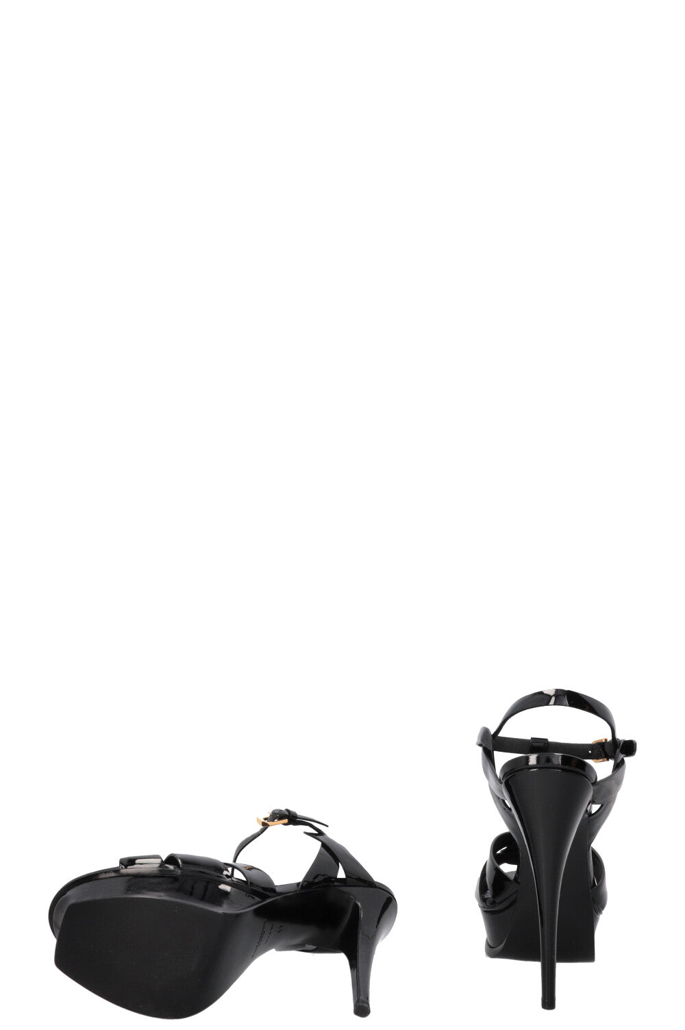 SAINT LAURENT Escarpins Tribute à plateau en cuir verni noir