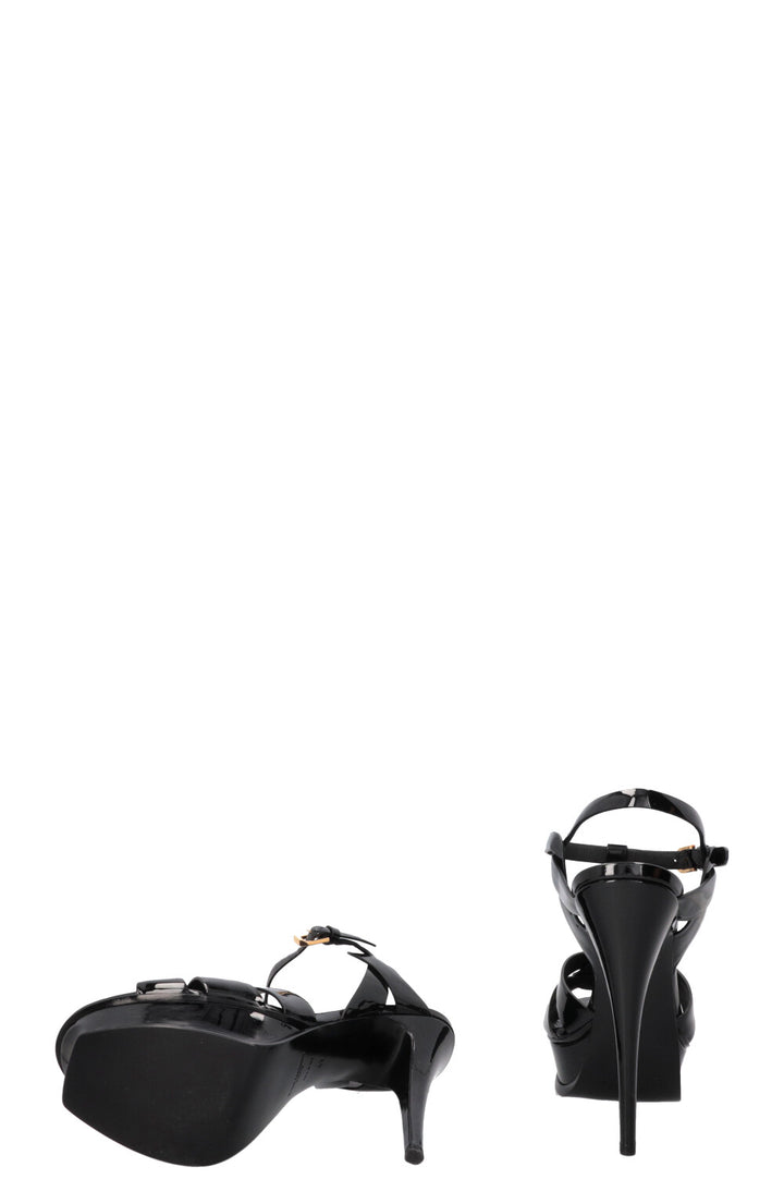 SAINT LAURENT Escarpins Tribute à plateau en cuir verni noir