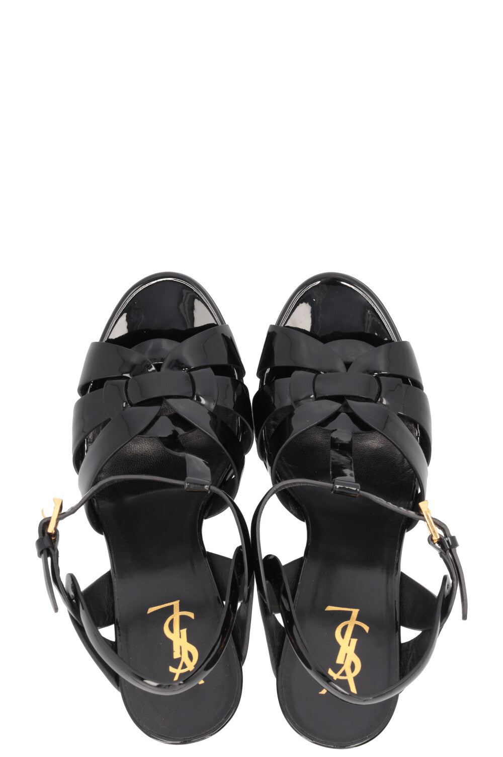 SAINT LAURENT Escarpins Tribute à plateau en cuir verni noir