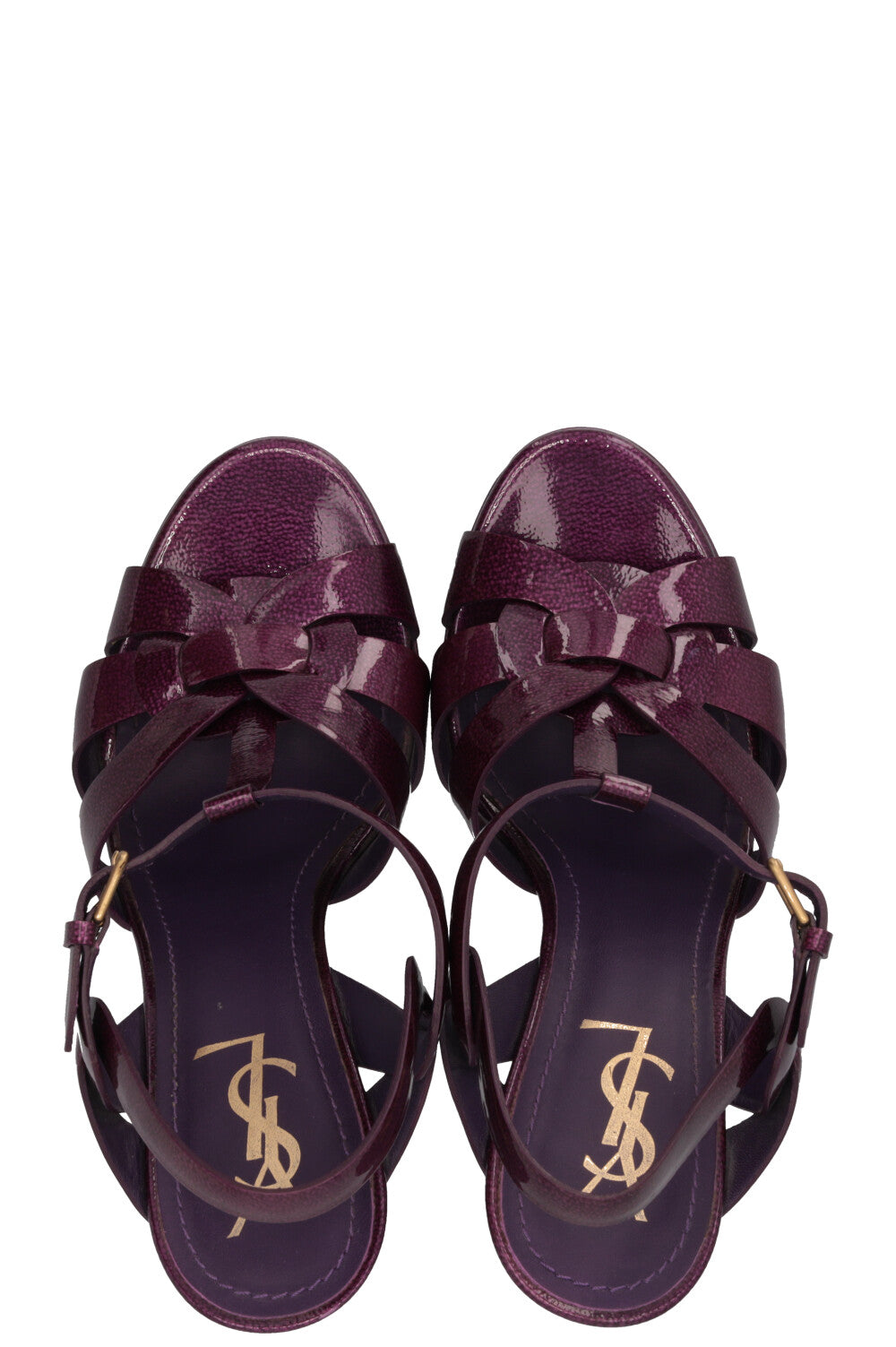 SAINT LAURENT Tribute Plateau Heels Patent Purple