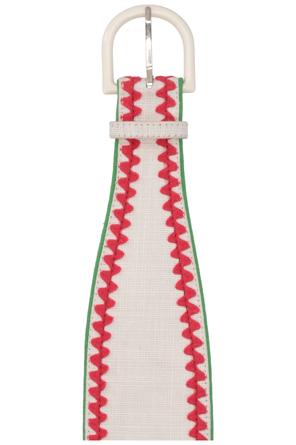 SAINT LAURENT Ceinture vintage brodée Blanc Rouge Blanc