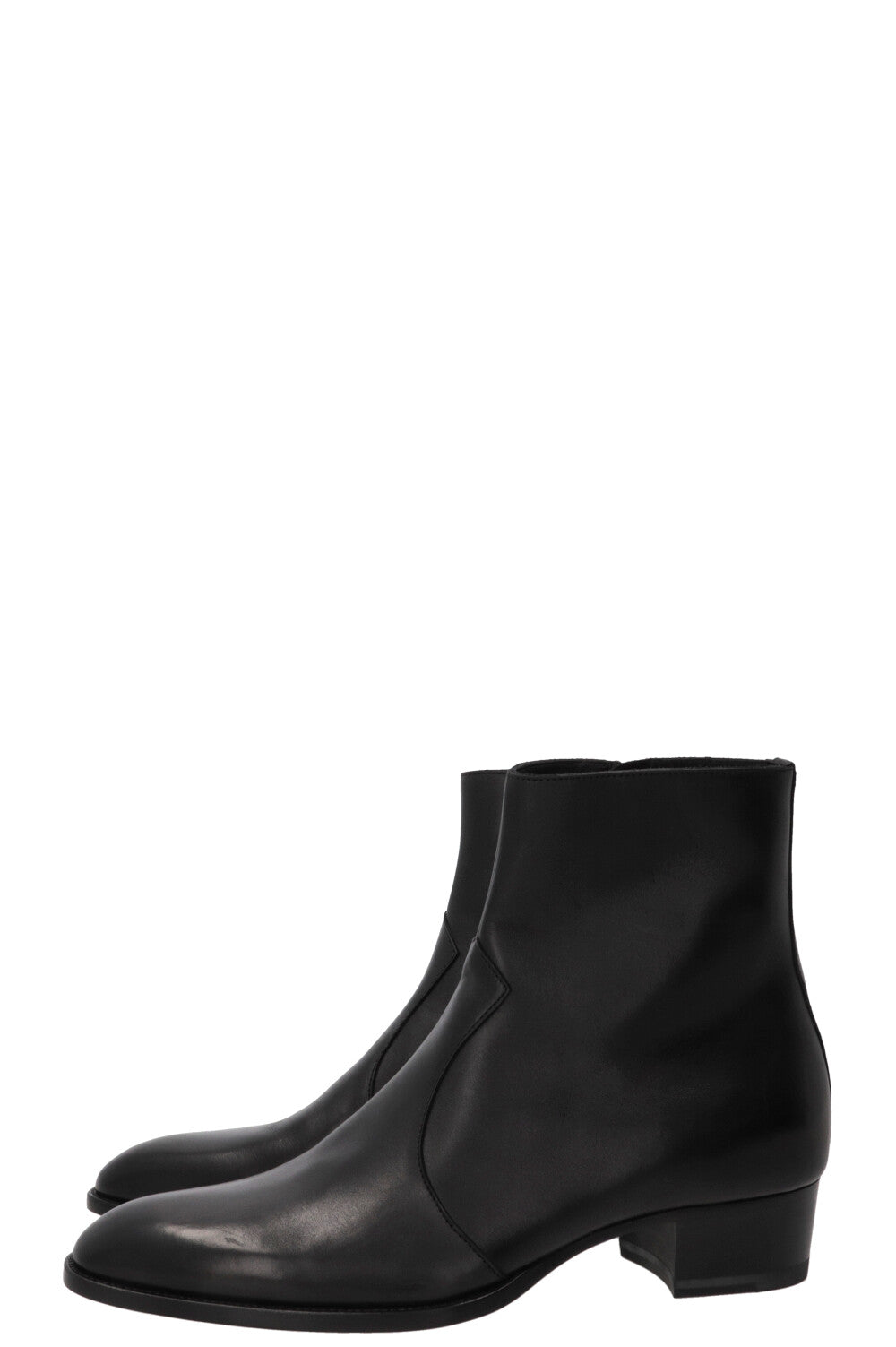 SAINT LAURENT Wyatt Ankle Boots Leather Black