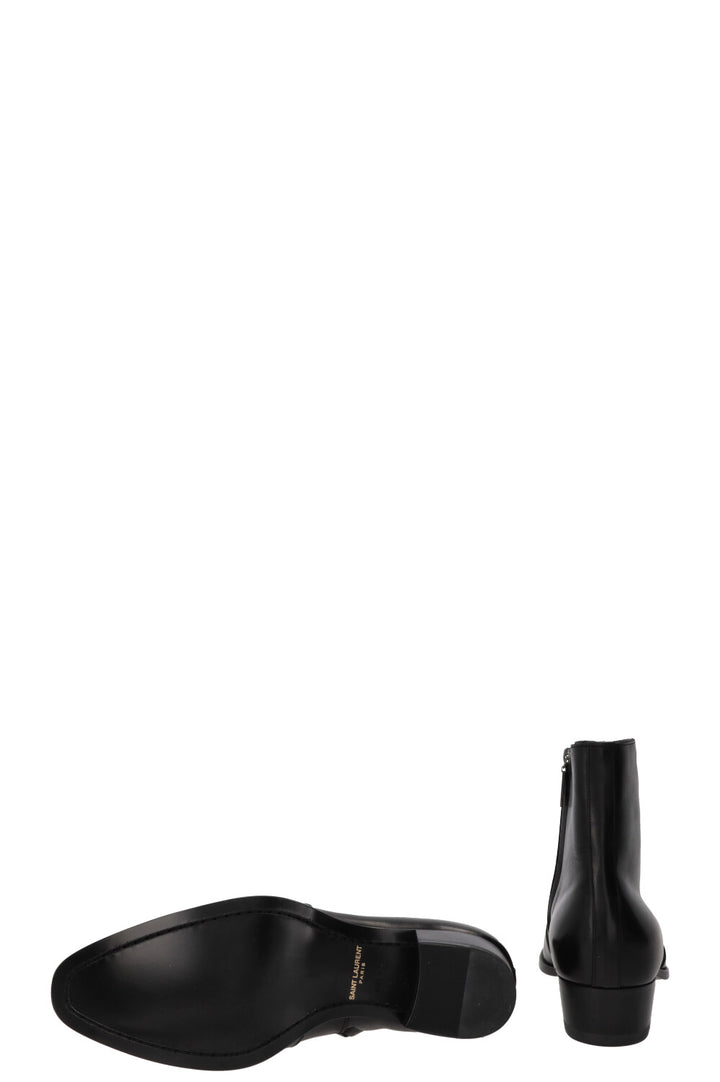SAINT LAURENT Wyatt Ankle Boots Leather Black