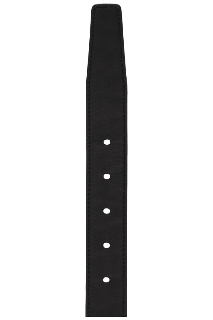 SAINT LAURENT Double Buckle Belt Croc Embossed Leather Brown