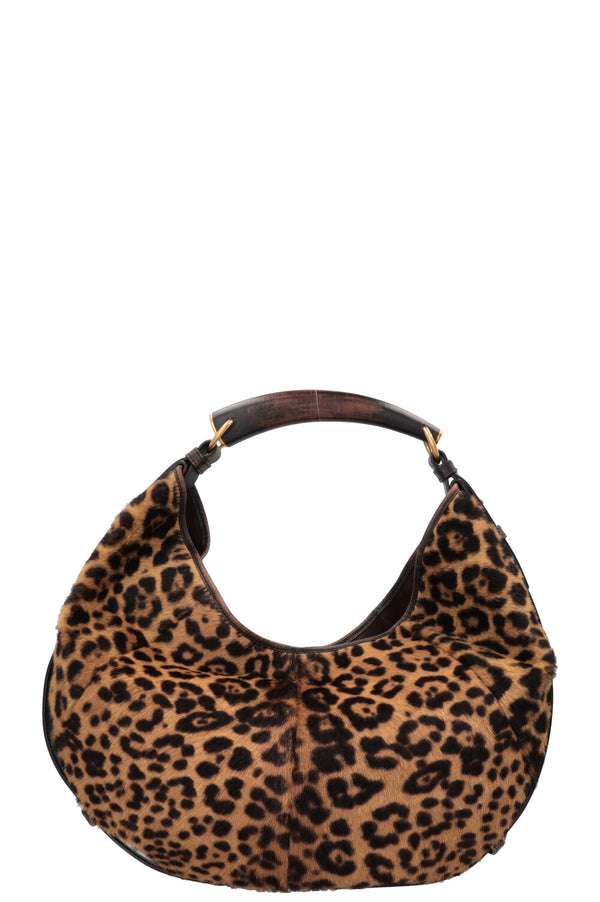 SAINT LAURENT Mombasa Leopard Bag Medium Brown
