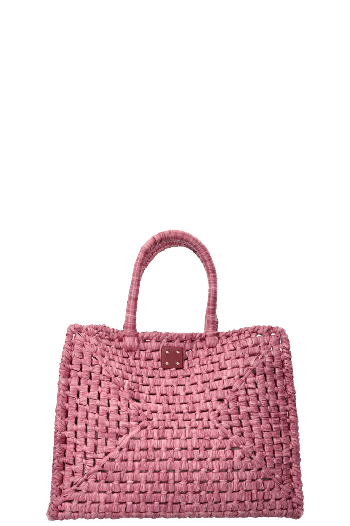 SALVATORE FERRAGAMO Sac carré en raphia rose