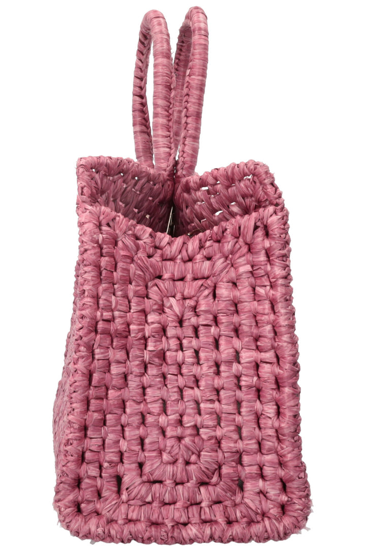 SALVATORE FERRAGAMO Sac carré en raphia rose