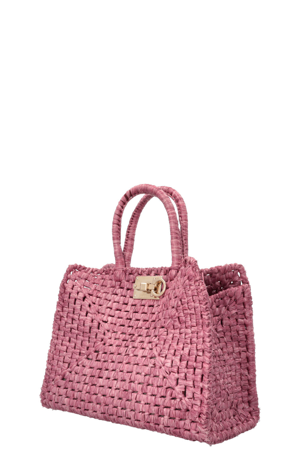 SALVATORE FERRAGAMO Sac carré en raphia rose