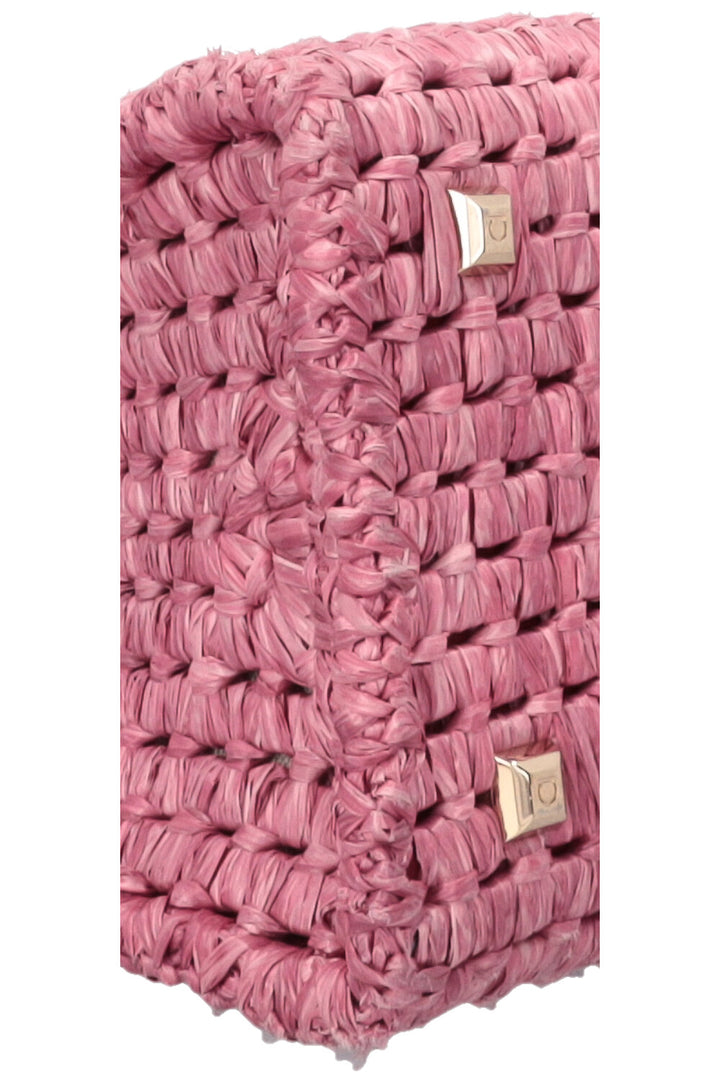 SALVATORE FERRAGAMO Sac carré en raphia rose