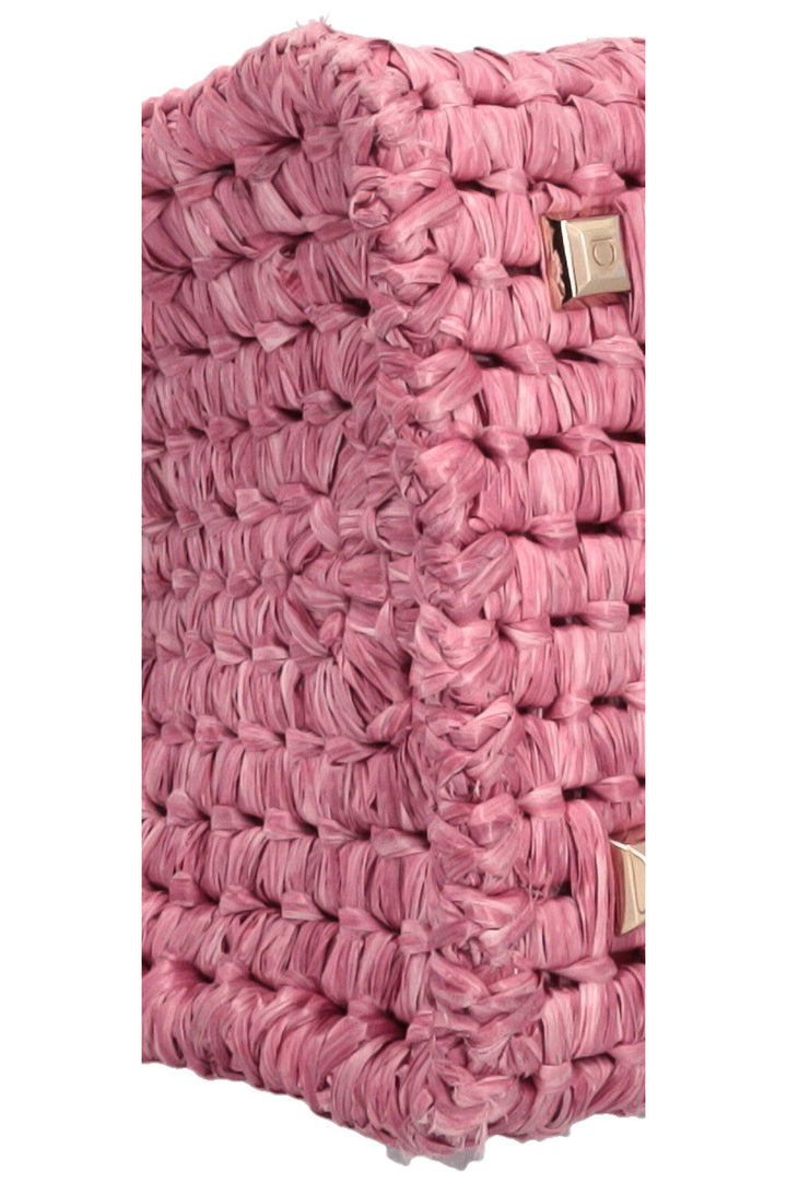 SALVATORE FERRAGAMO Sac carré en raphia rose