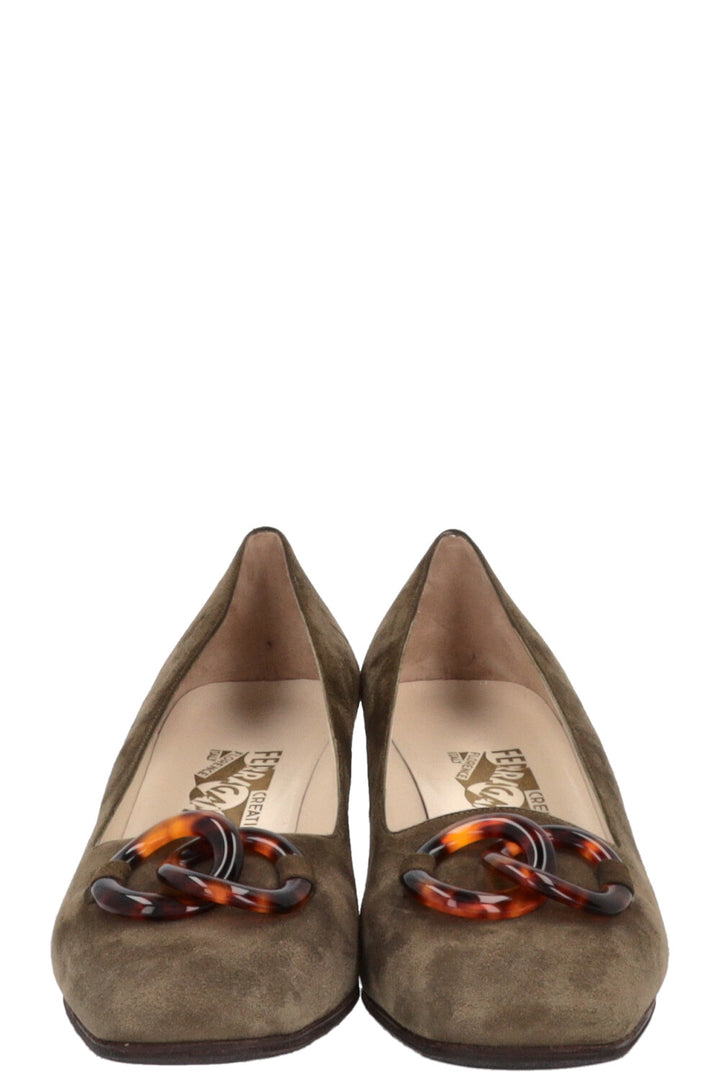 SALVATORE FERRAGAMO Germaine 1968 Escarpins Daim Vert