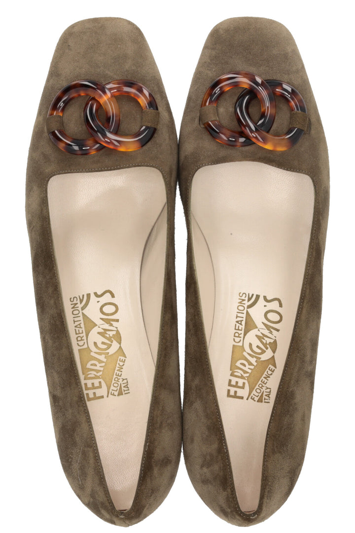 SALVATORE FERRAGAMO Germaine 1968 Escarpins Daim Vert