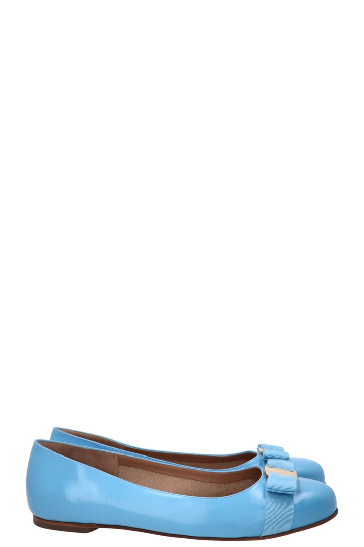 SALVATORE FERRAGAMO Varina Ballerinas Leather Blue