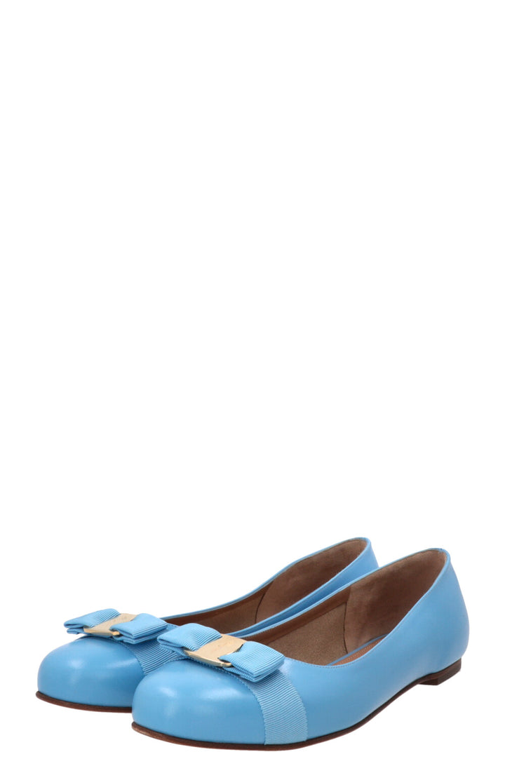 SALVATORE FERRAGAMO Varina Ballerinas Leather Blue