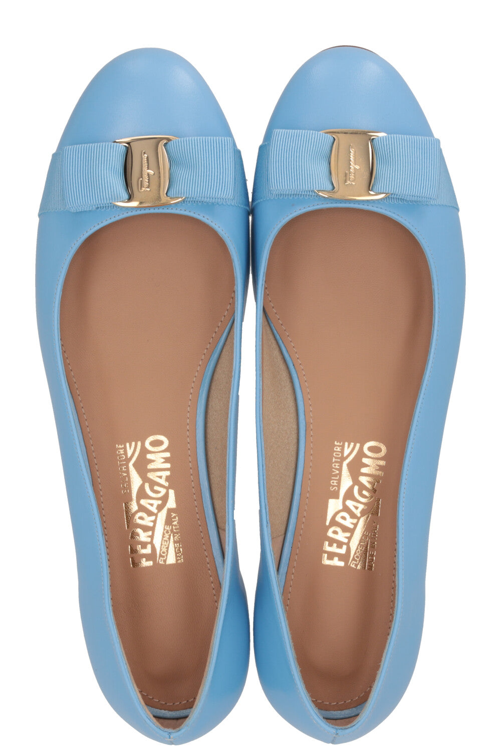 SALVATORE FERRAGAMO Varina Ballerinas Leather Blue