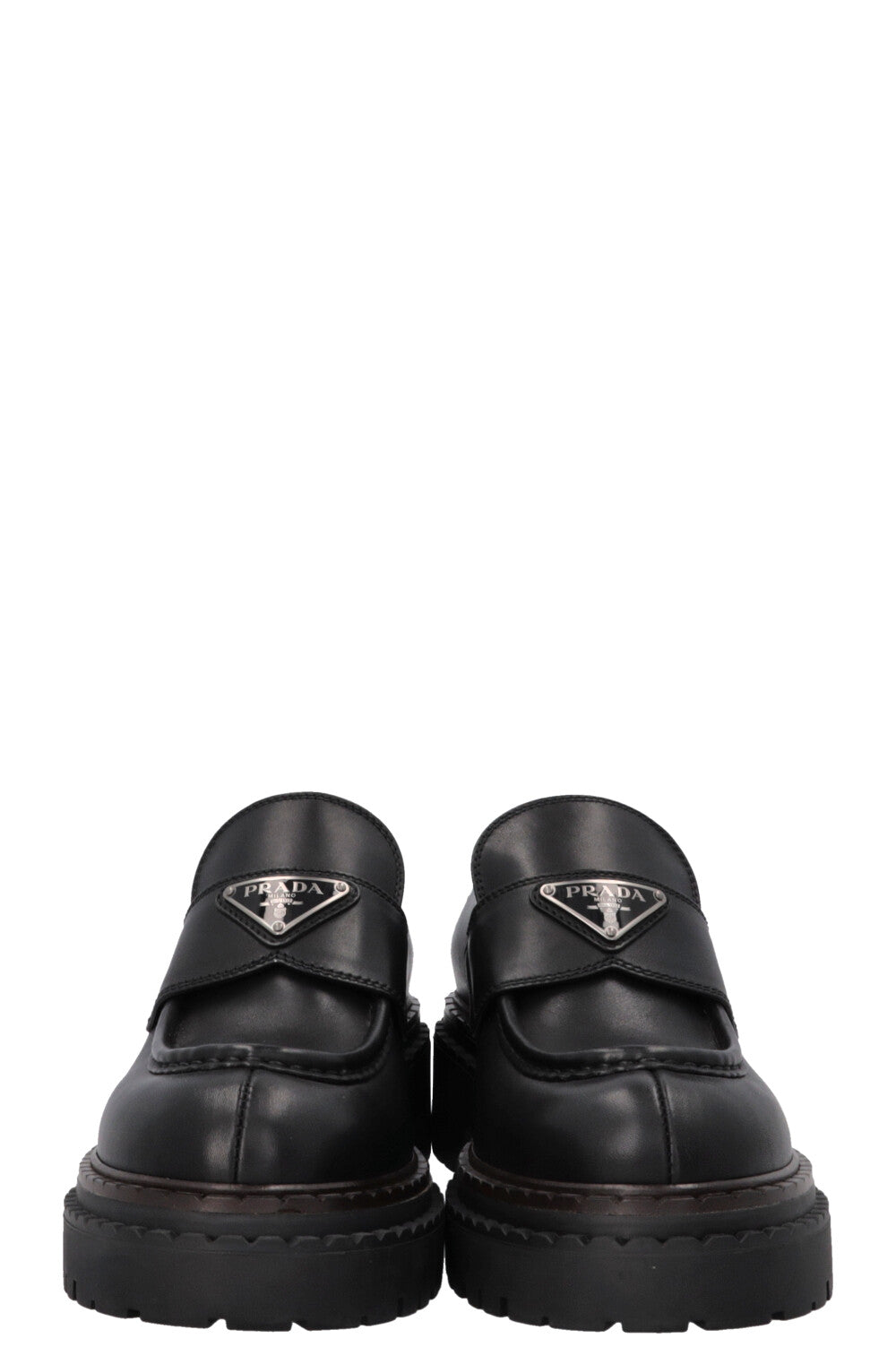 Mocassins PRADA à logo triangulaire noirs