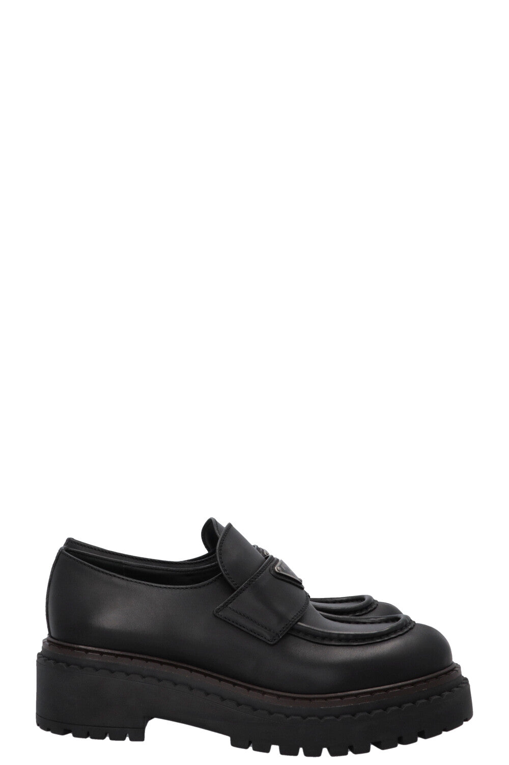 Mocassins PRADA à logo triangulaire noirs