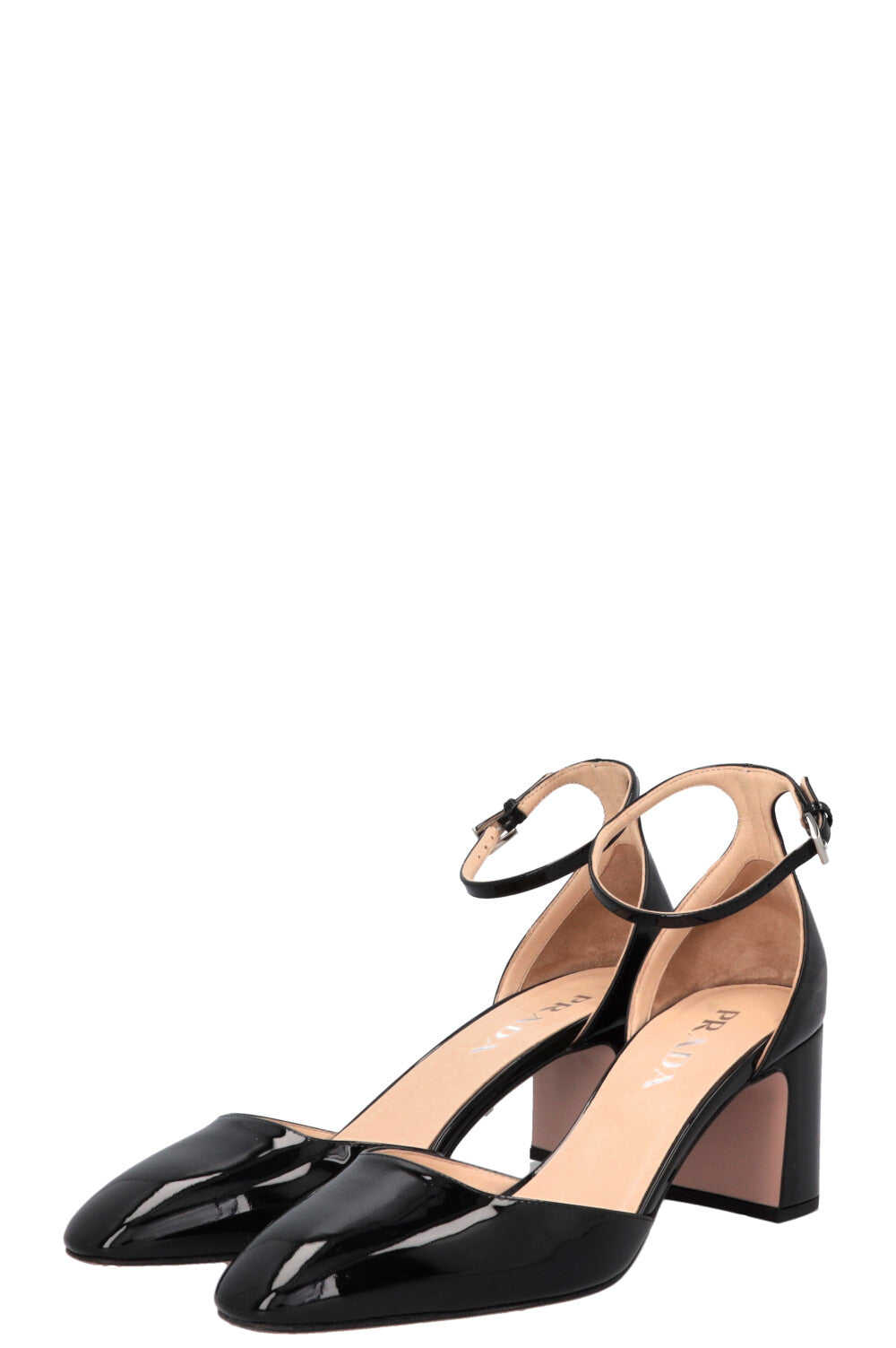 Escarpins PRADA à logo triangle, vernis noir