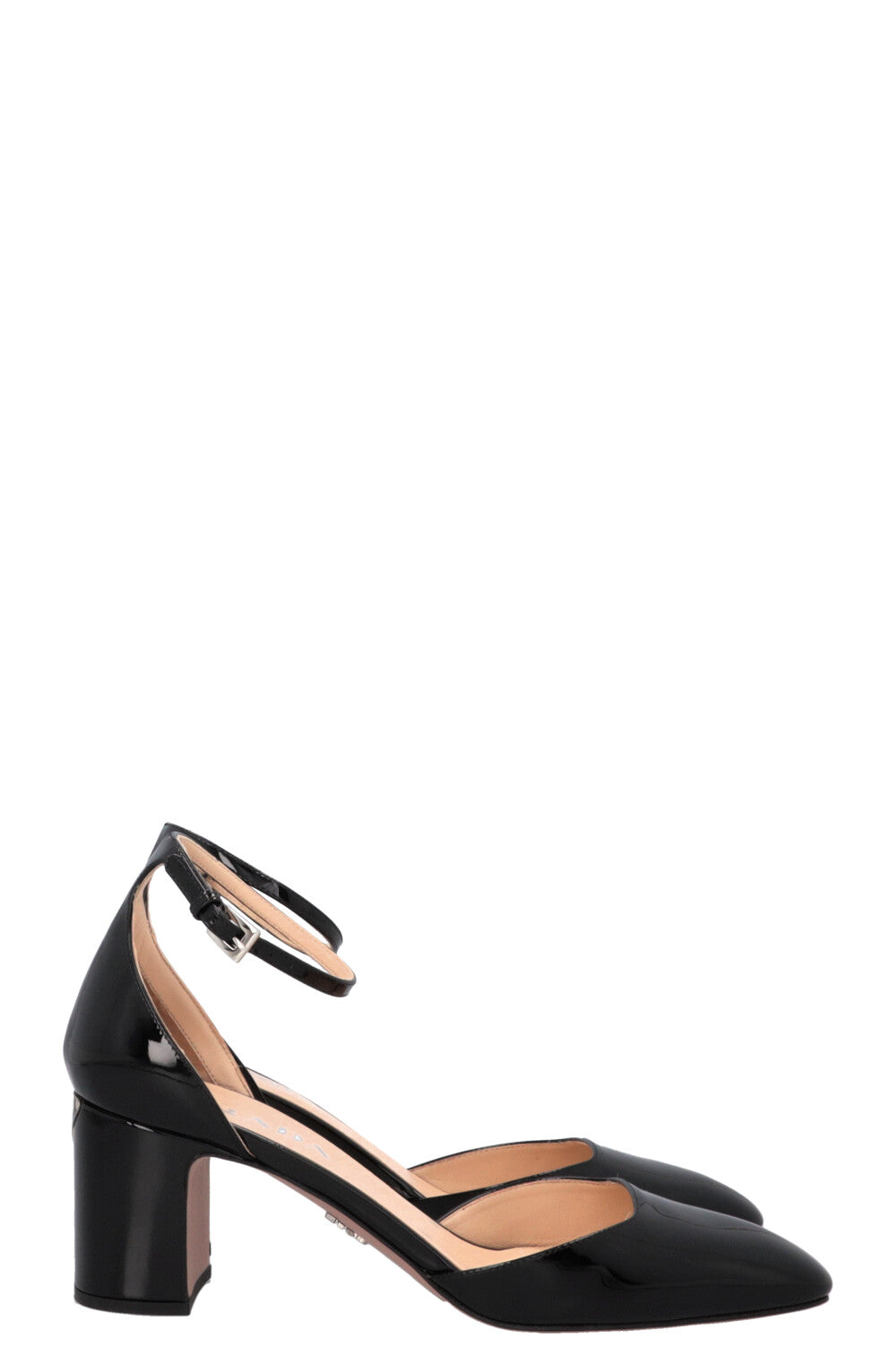 Escarpins PRADA à logo triangle, vernis noir