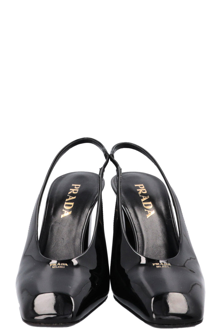 Escarpins à bride arrière PRADA vernis noir
