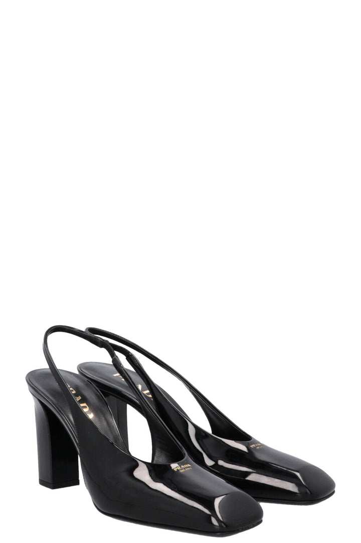 Escarpins à bride arrière PRADA vernis noir