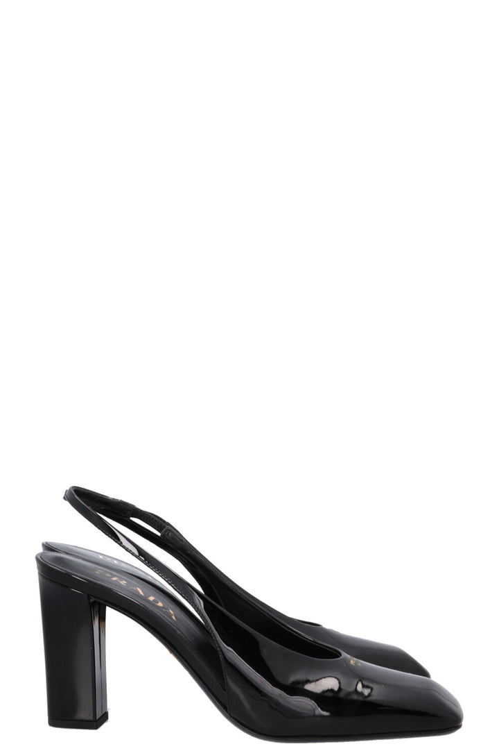 Escarpins à bride arrière PRADA vernis noir