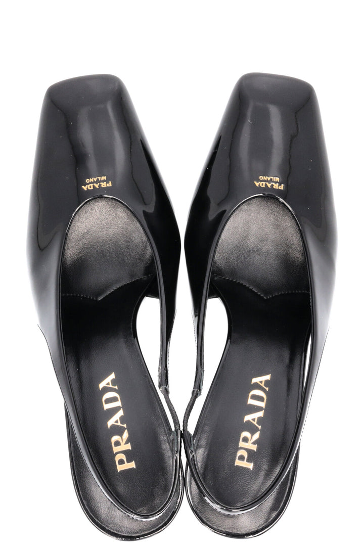 Escarpins à bride arrière PRADA vernis noir