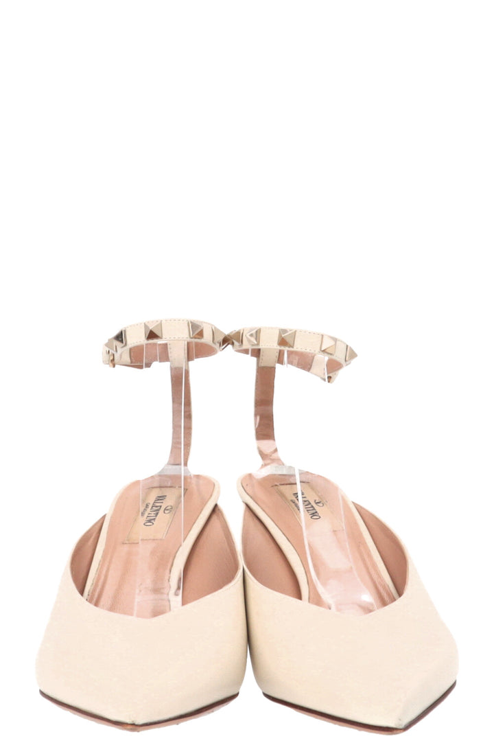 Mules VALENTINO Rockstud Slinkback Blanc cassé