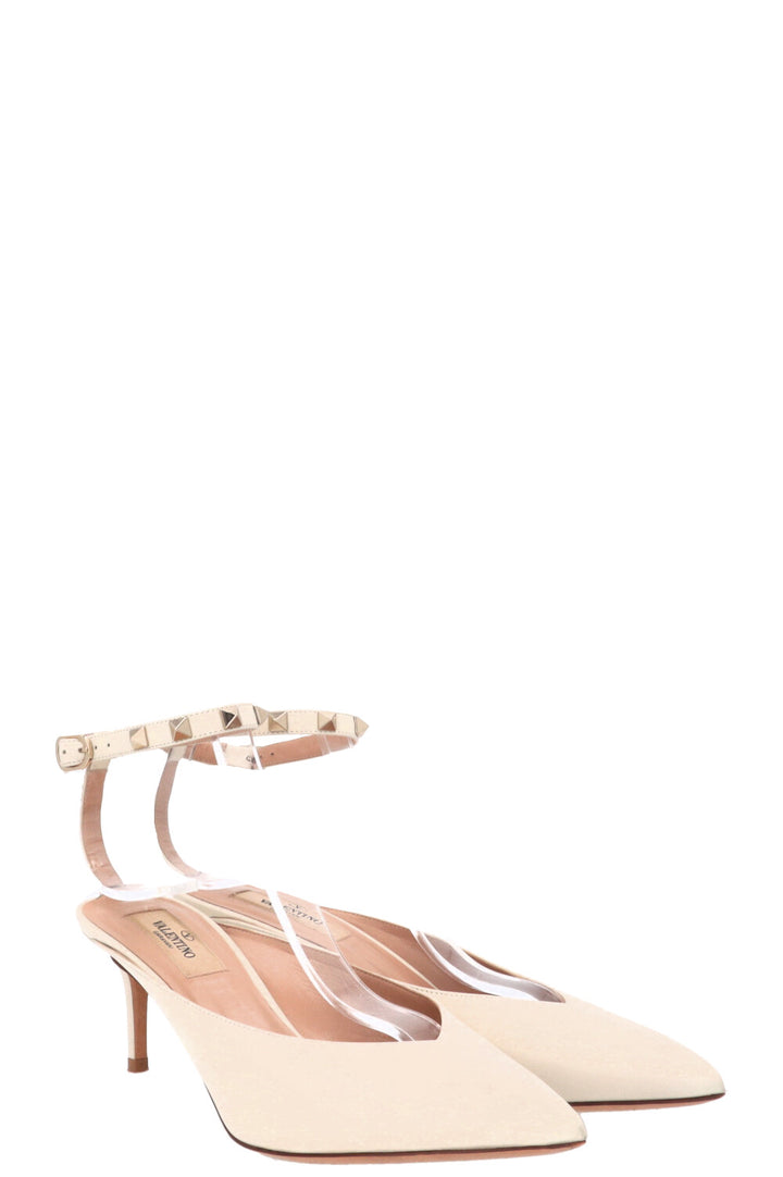 Mules VALENTINO Rockstud Slinkback Blanc cassé