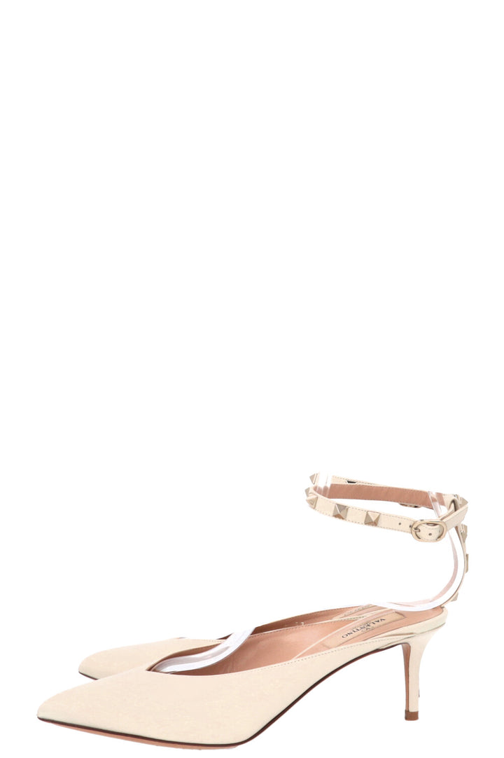 Mules VALENTINO Rockstud Slinkback Blanc cassé
