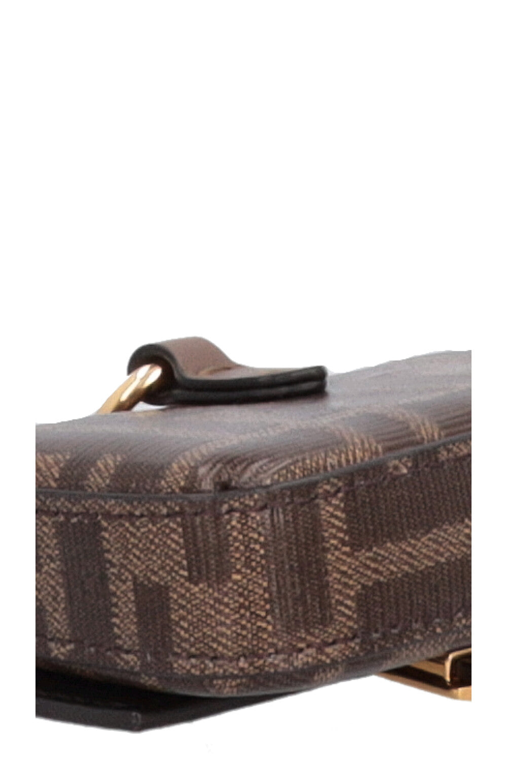 Sac à breloques FENDI Chain Baguette en toile enduite Zucca