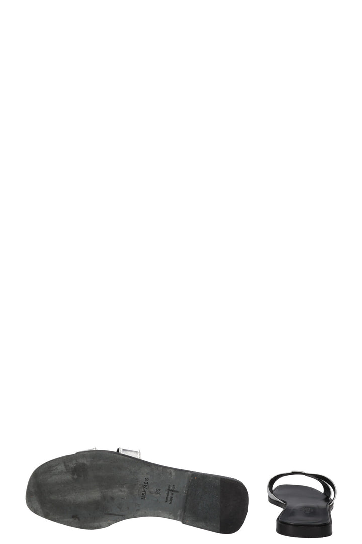 HERMÈS Oran Sandals Gris Argenté