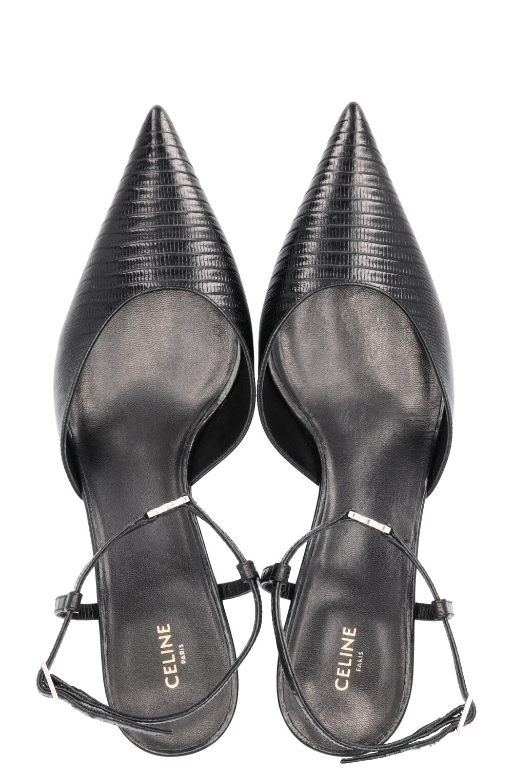 CELINE Triomphe Strap Heels Black