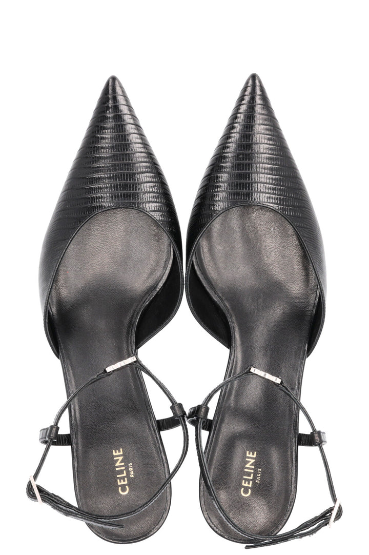 CELINE Triomphe Strap Heels Black