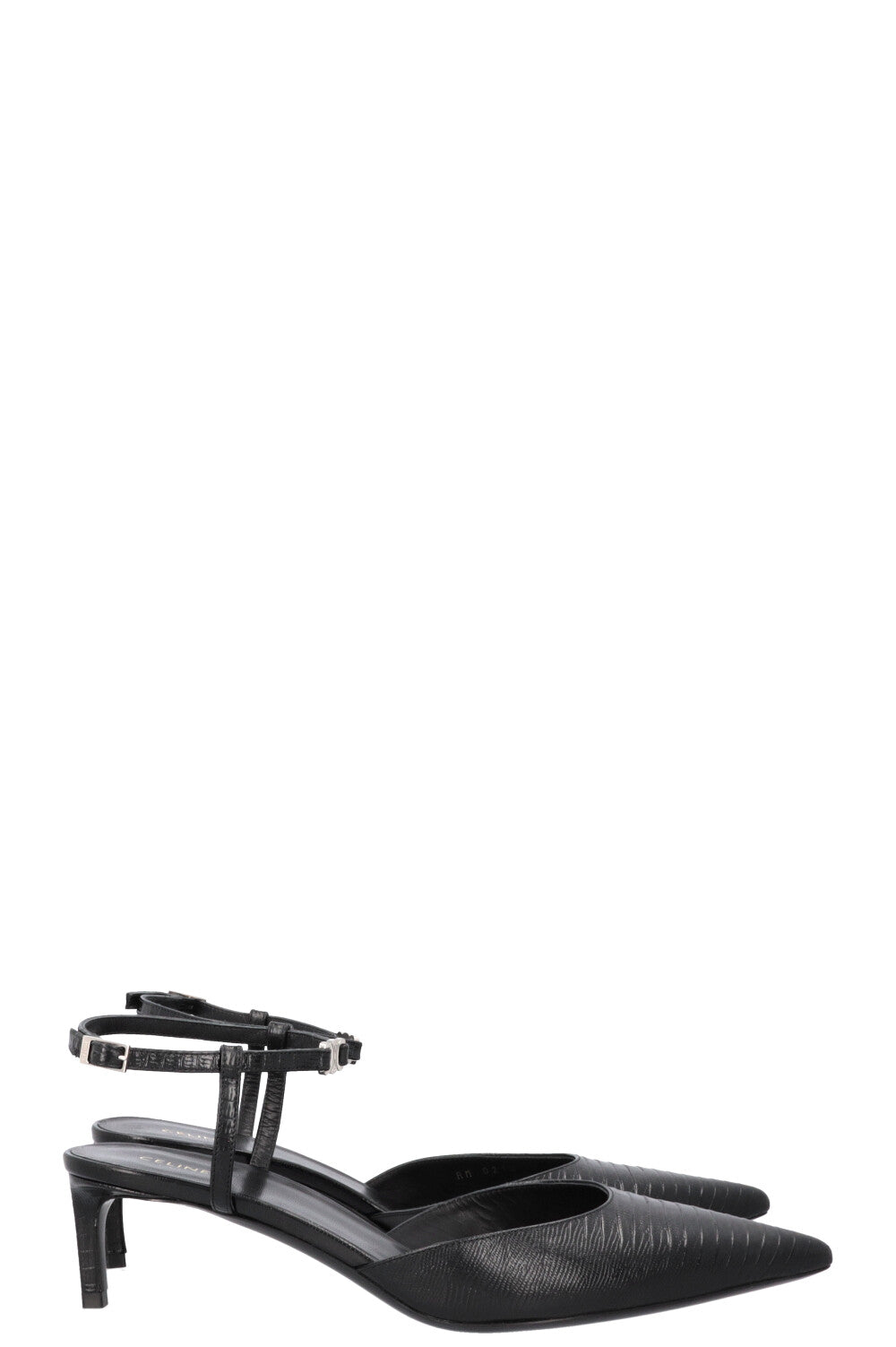 CELINE Triomphe Strap Heels Black
