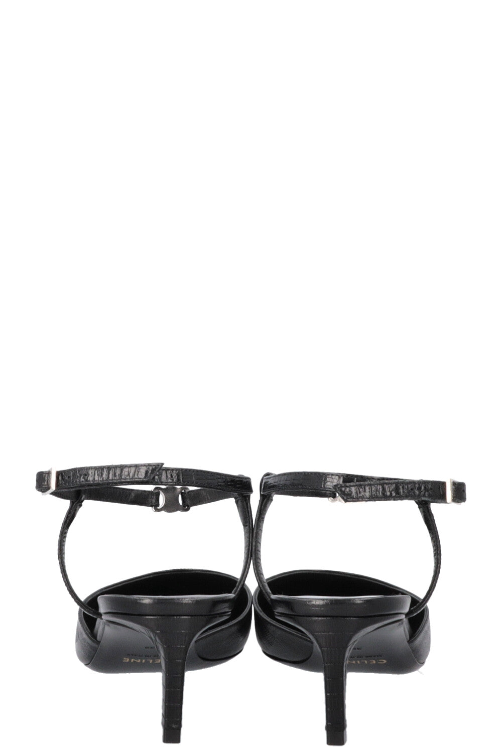 CELINE Triomphe Strap Heels Black