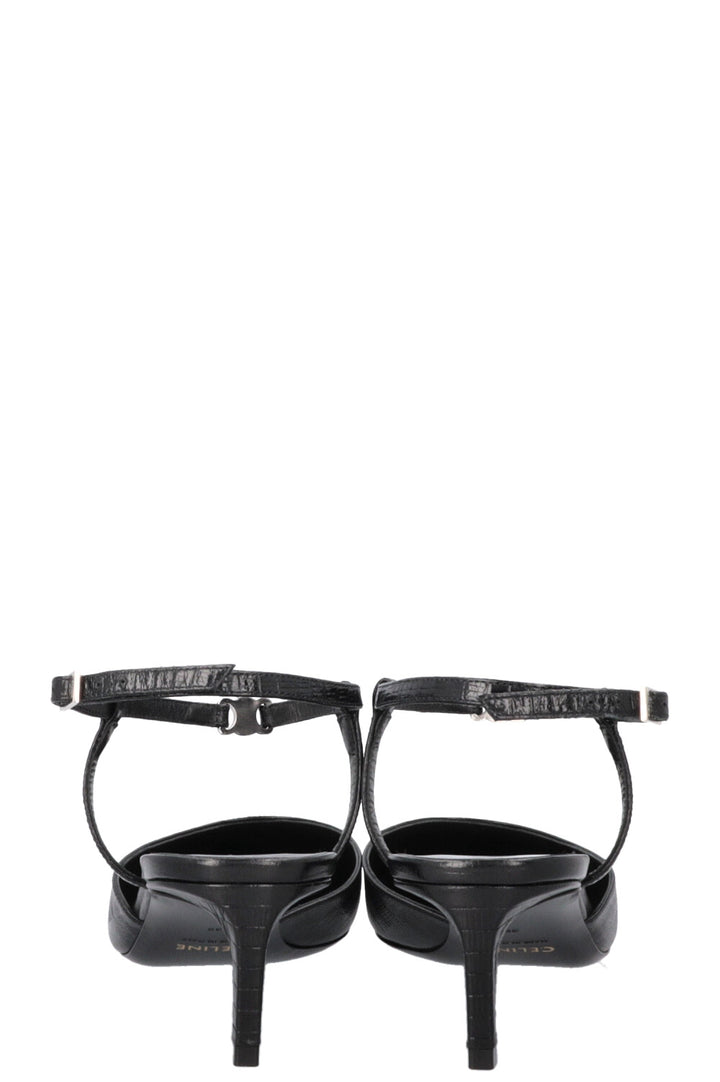 CELINE Triomphe Strap Heels Black