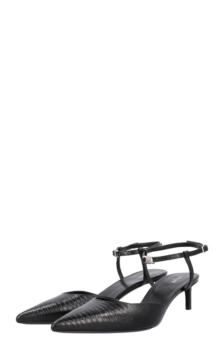 CELINE Triomphe Strap Heels Black