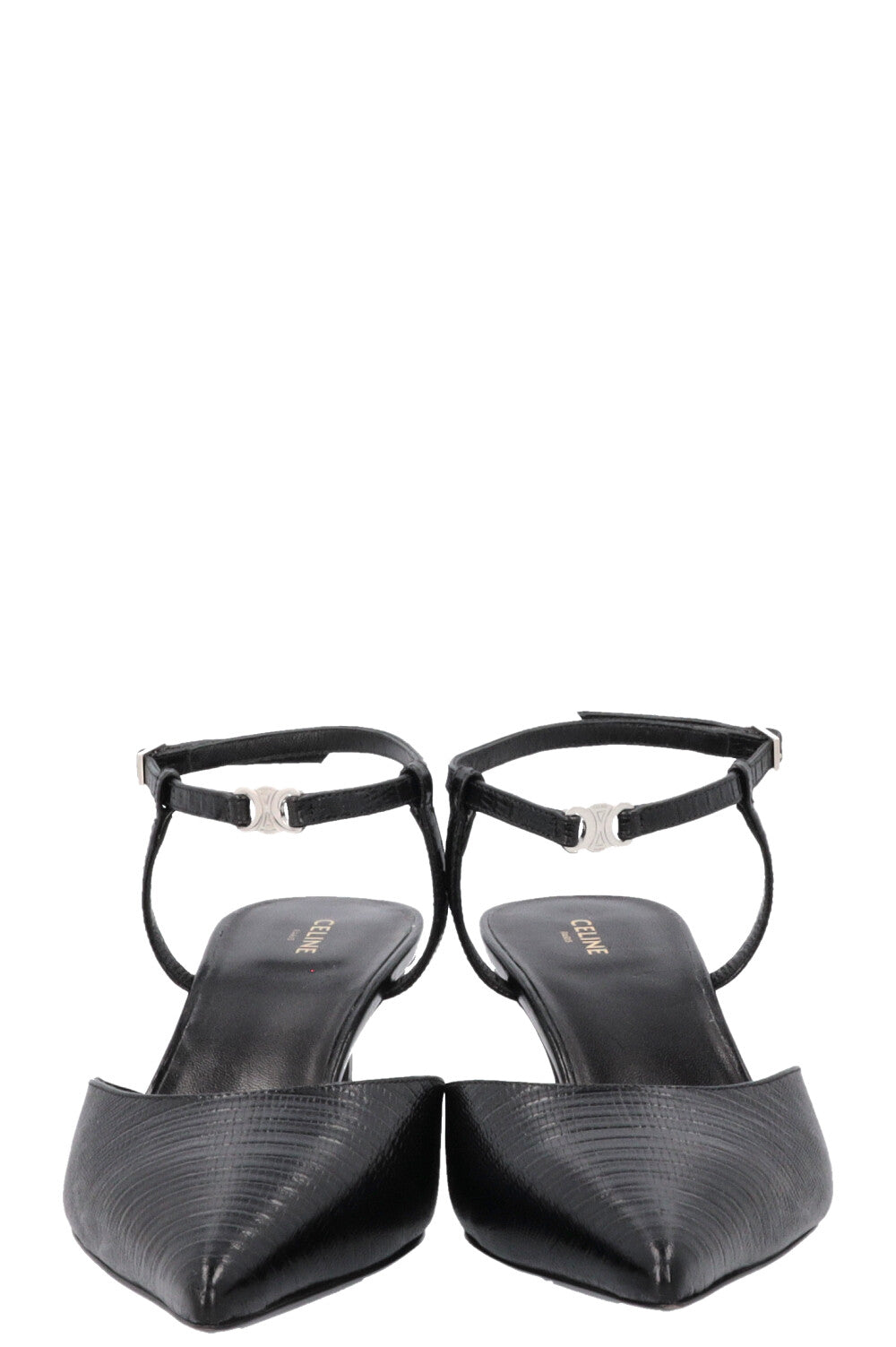 CELINE Triomphe Strap Heels Black