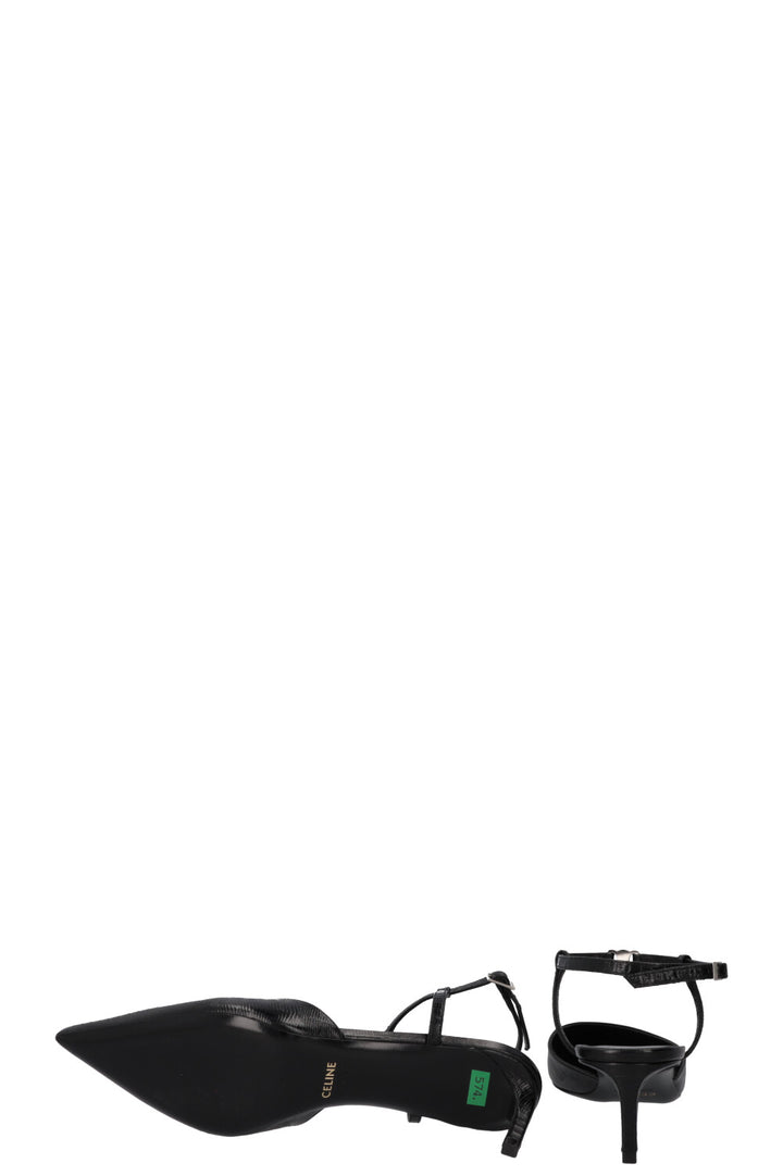 CELINE Triomphe Strap Heels Black