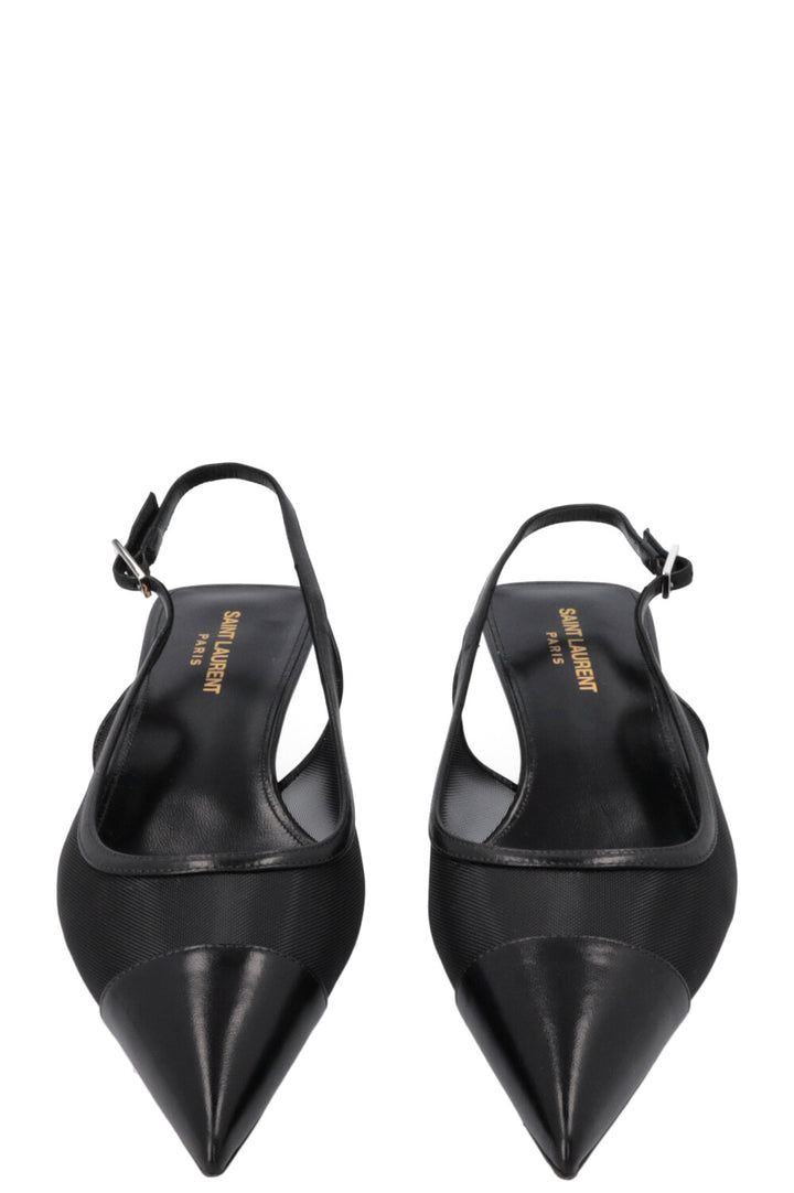 SAINT LAURENT Oxalis Slingback Heels Mesh Black