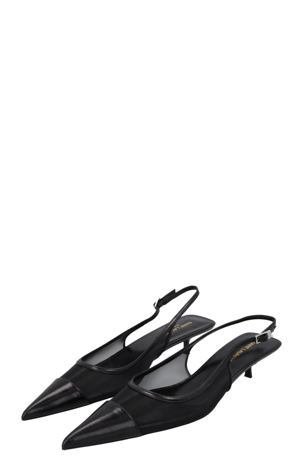 SAINT LAURENT Oxalis Slingback Heels Mesh Black