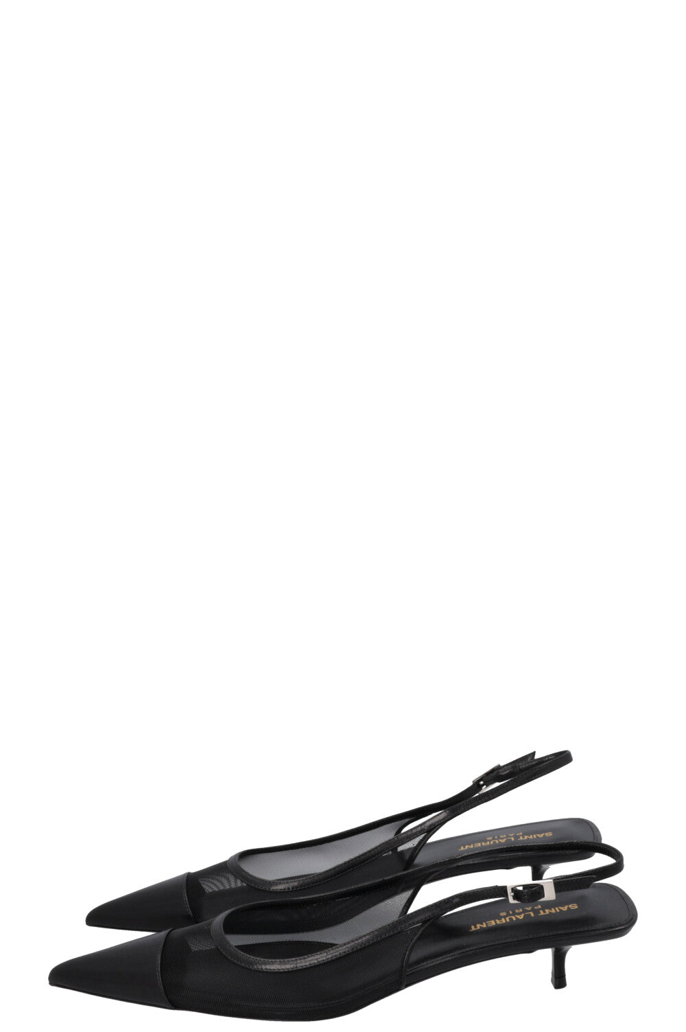 SAINT LAURENT Oxalis Slingback Heels Mesh Black
