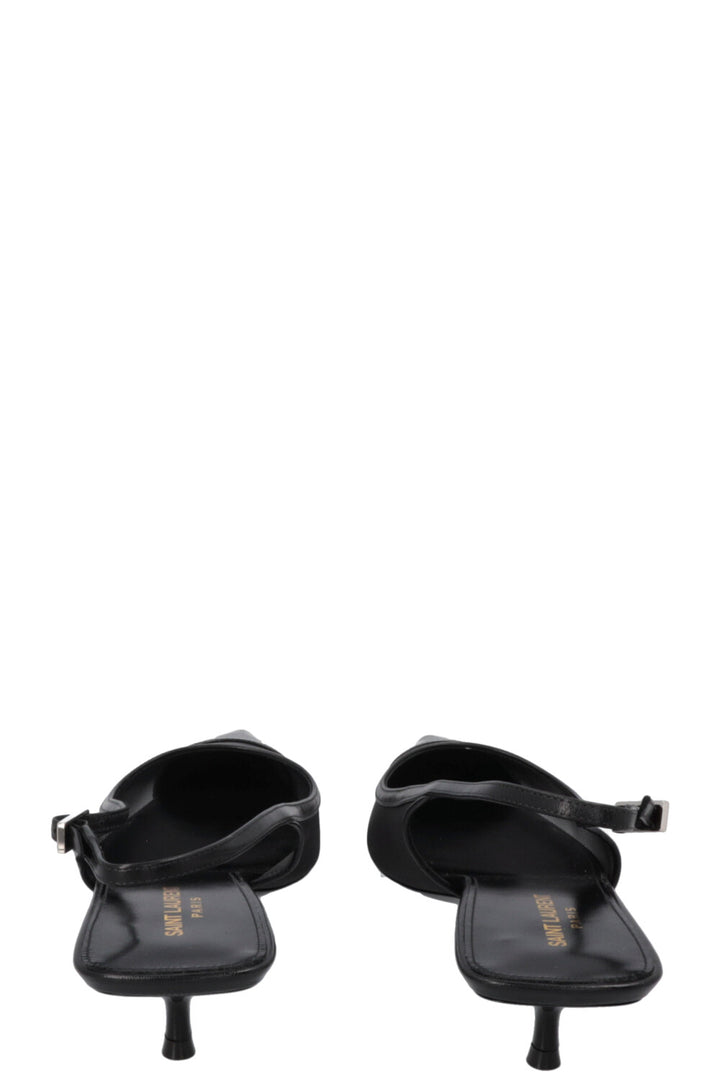 SAINT LAURENT Oxalis Slingback Heels Mesh Black