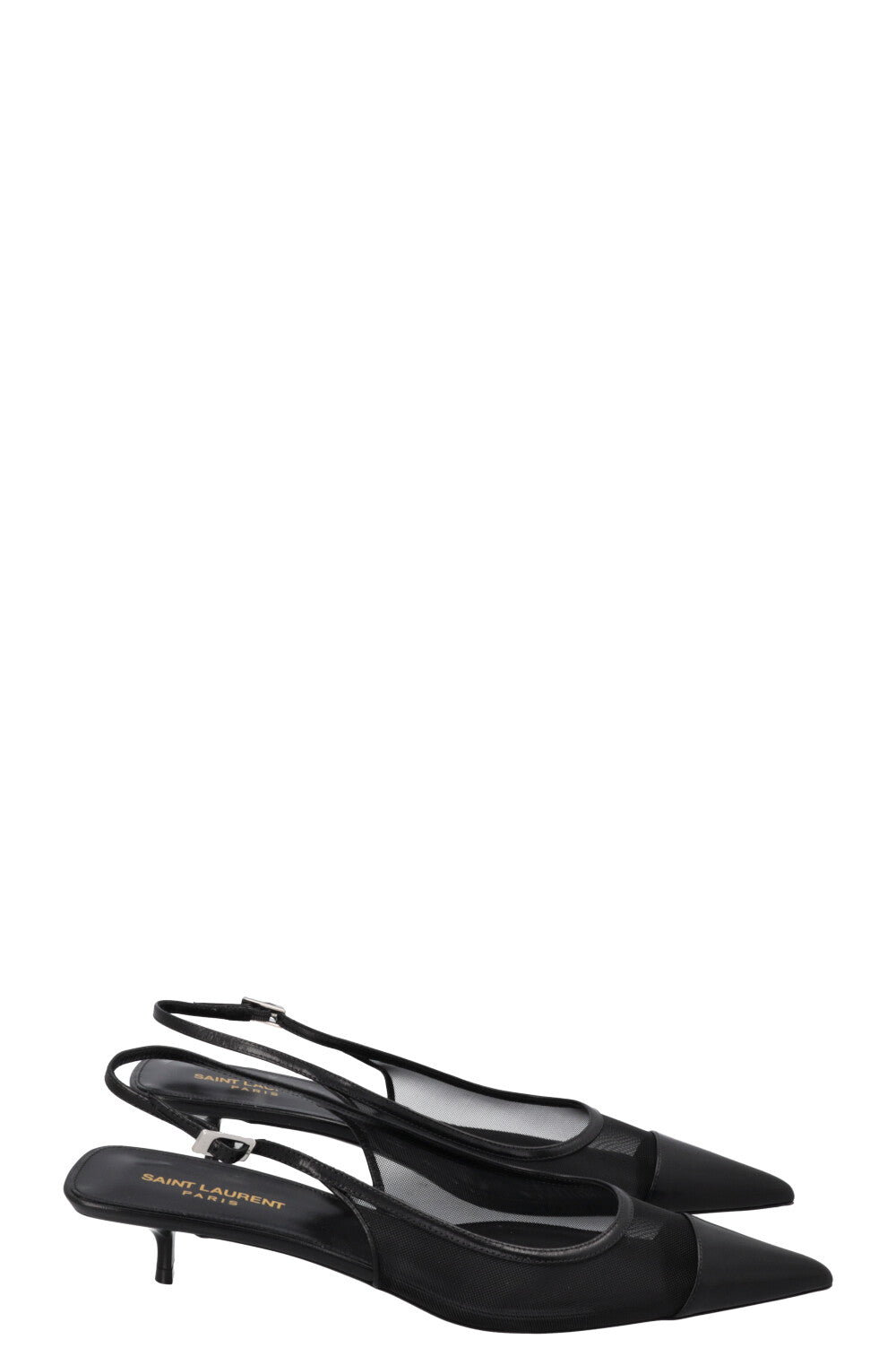SAINT LAURENT Oxalis Slingback Heels Mesh Black