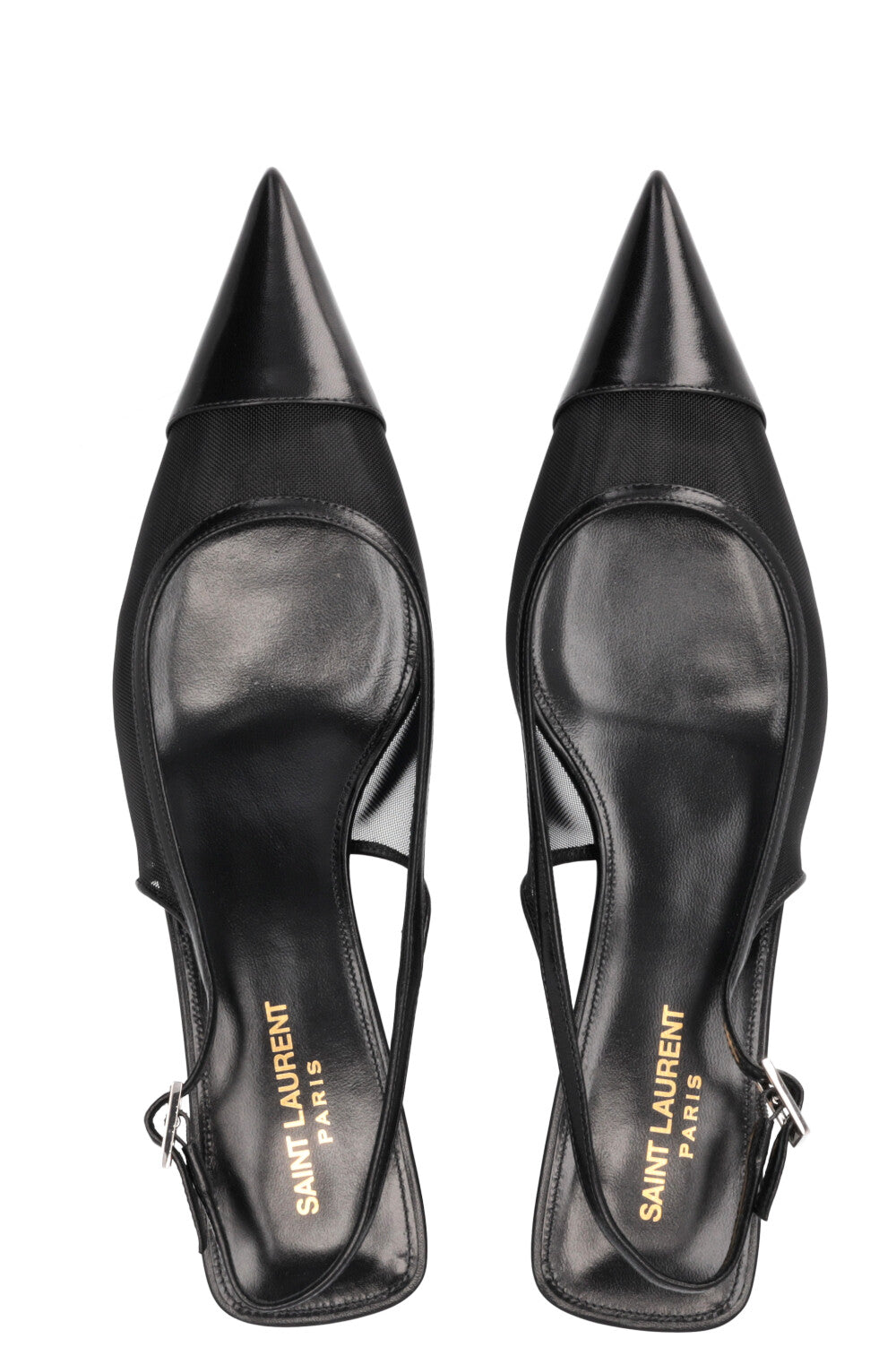 SAINT LAURENT Oxalis Slingback Heels Mesh Black