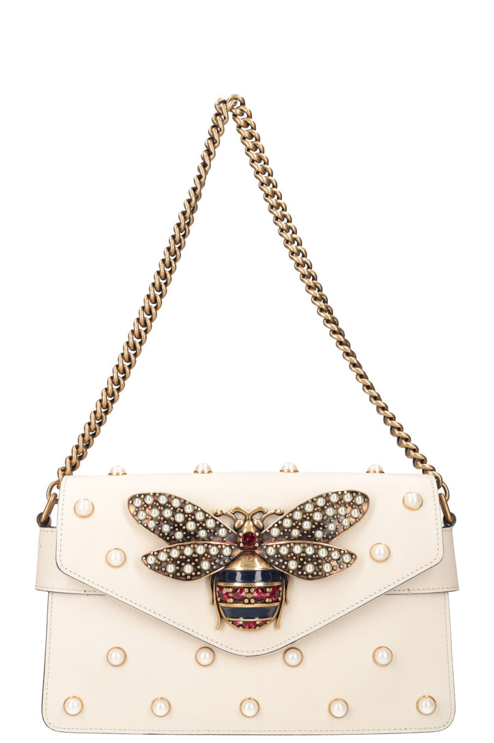 GUCCI Broadway Pearly Bee Bag White