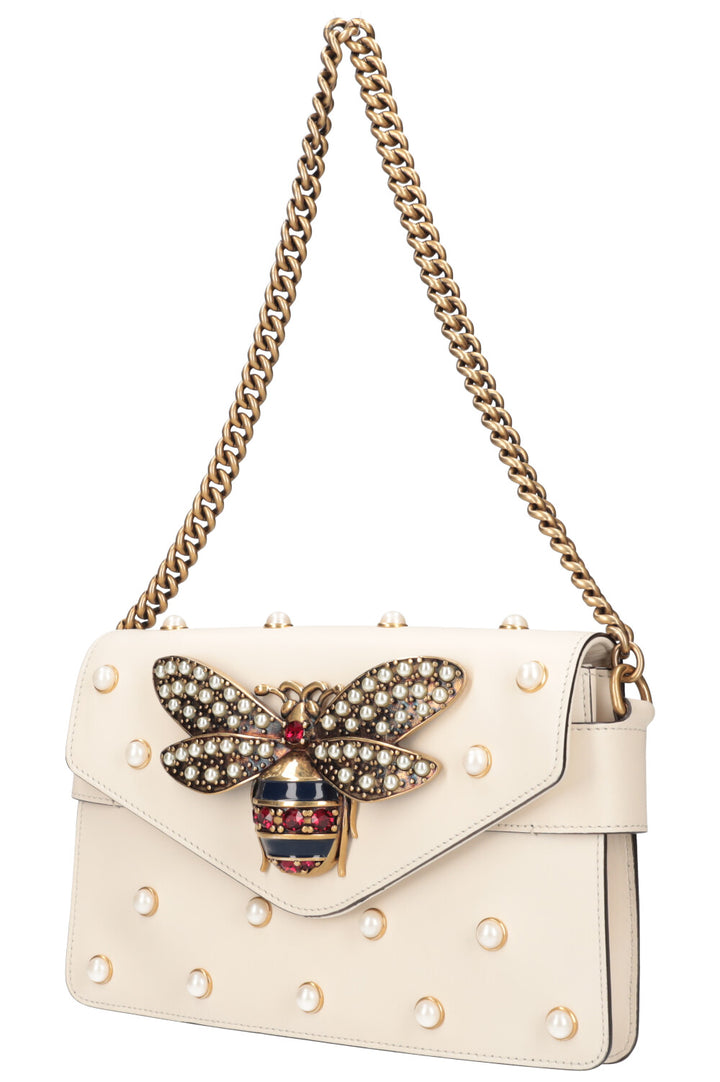 GUCCI Broadway Pearly Bee Bag White