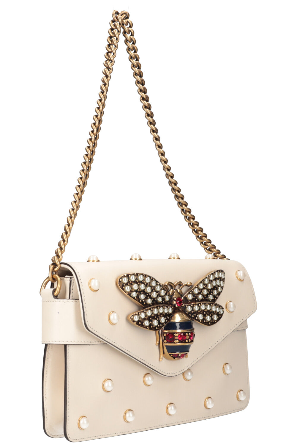 GUCCI Broadway Pearly Bee Bag White