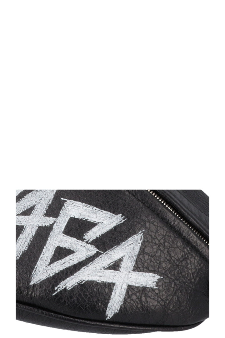 BALENCIAGA Souvenir Graffiti Belt Bag Leather Black